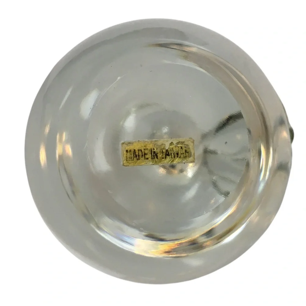 VINTAGE Clear Glass Apple Paperweight MCM Heavy Textured Leaf Desk Office Decor